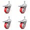 Service Caster 4 Inch Red Polyurethane Swivel 3/8 Inch Stem Caster Set with Total Lock Brake SCC-TSTTL20S414-PPUB-RED-381615-4 - alternate 1